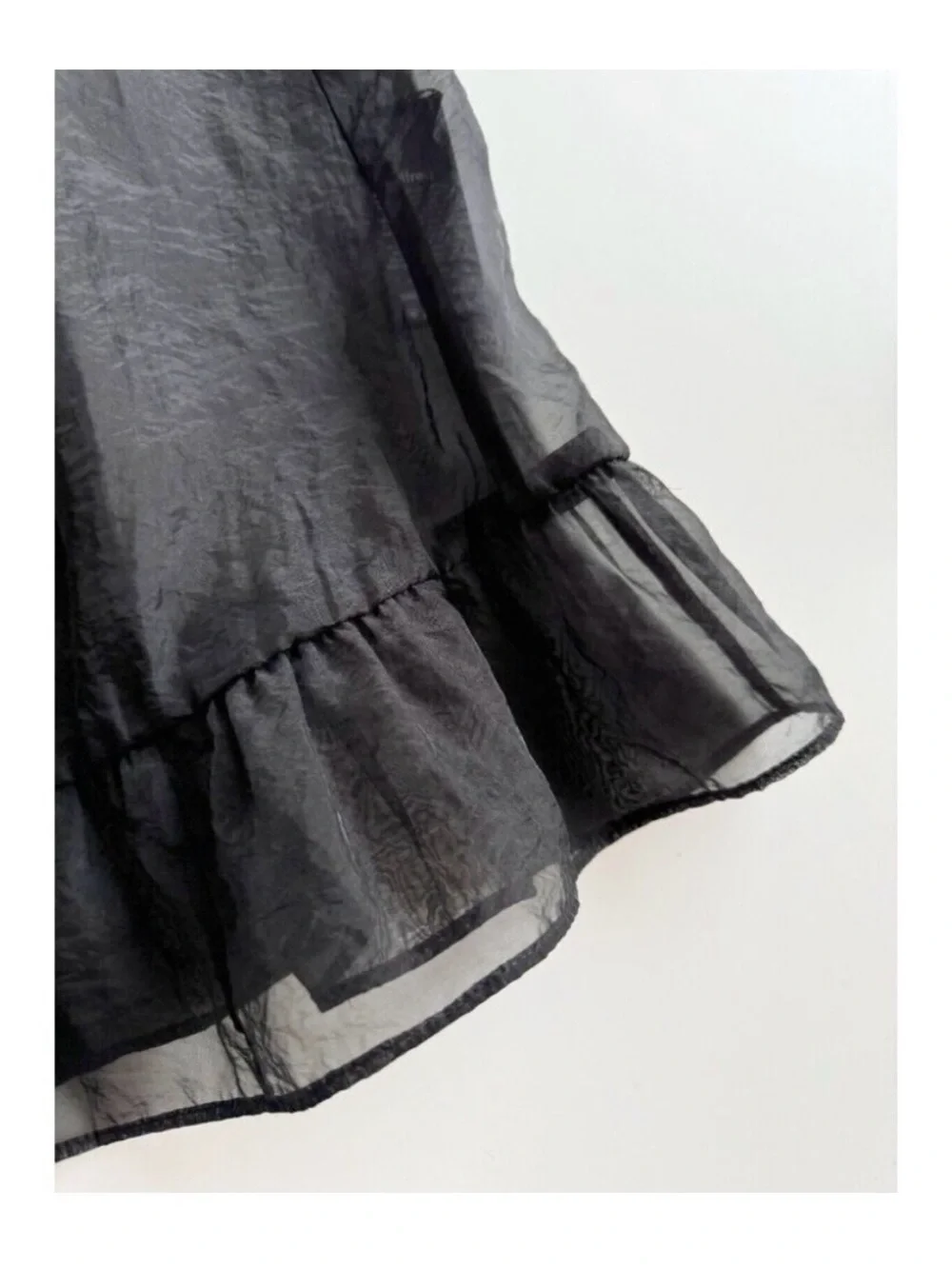 Aritzia WILFRED Madeline Black Sheer Organza Mini Babydoll Dress, Size S - Picture 8 of 13
